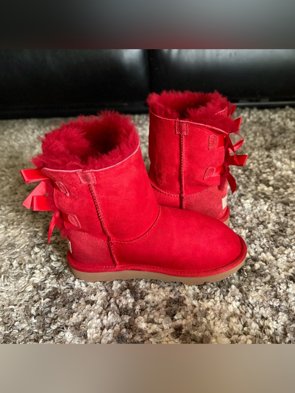 Girls Red UGG Bailey Bow II Size 1Y